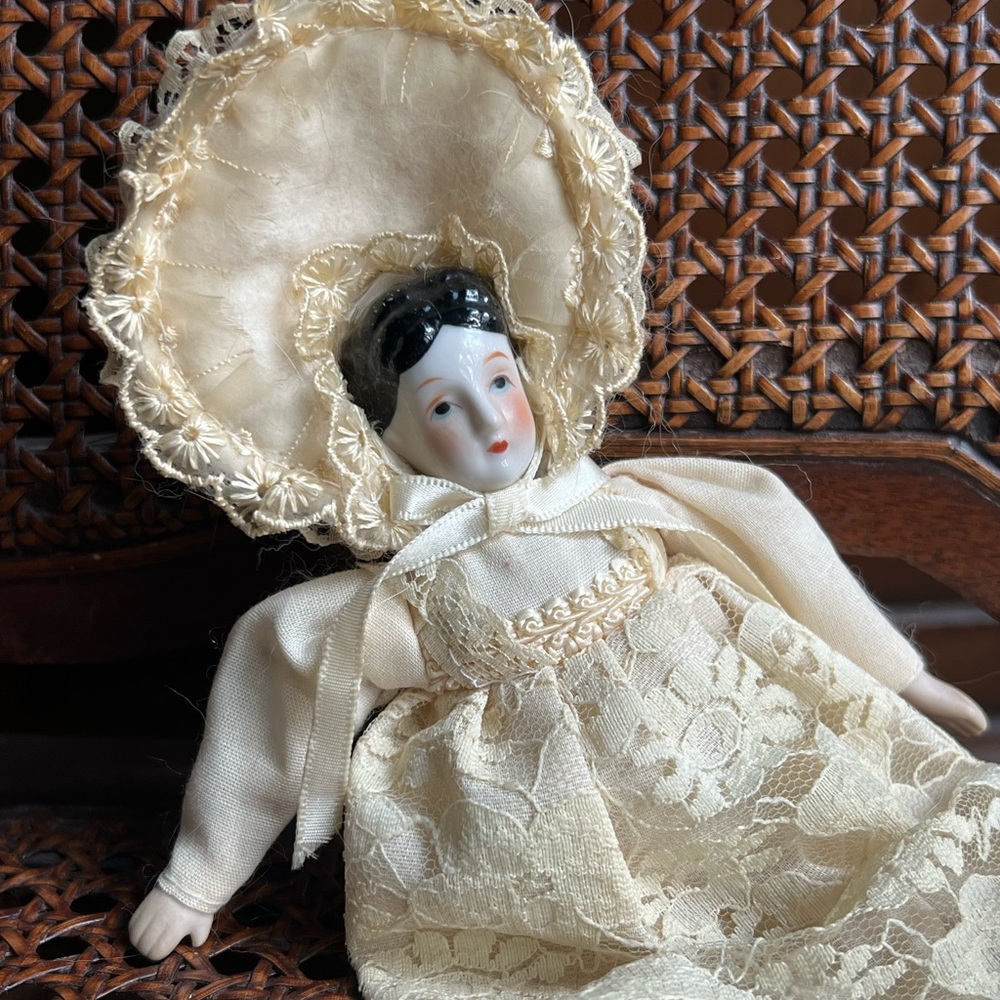 Antique Porcelain Doll, Good Heavens Look At The Size Of That Bonnet